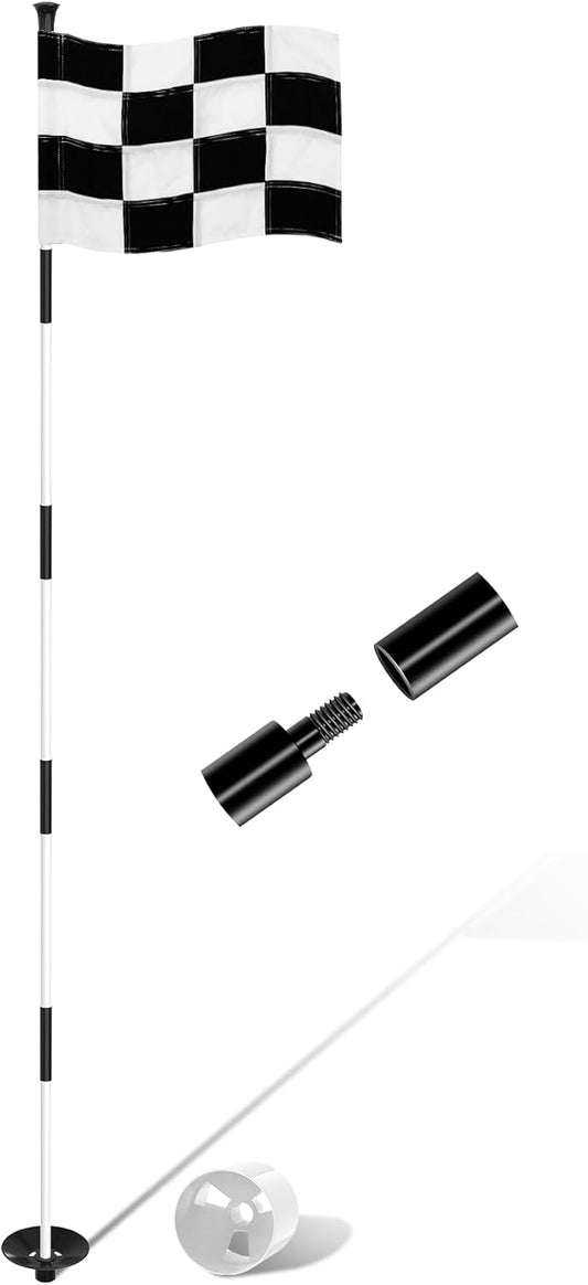 KINGTOP Golf Flagstick 6ft, Portable Five-Section Design for Backyard Practice Putting Green, Driving Range Golf Pin Flag Hole Cup Set, Gift Idea