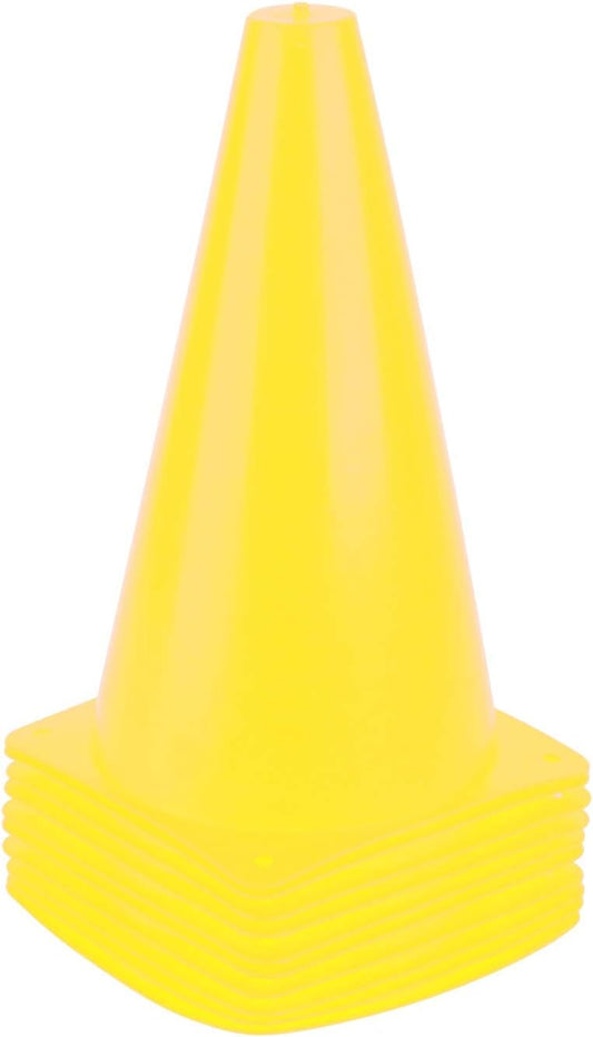 9 Inch Plastic Training Traffic Cones, Sport Cones, Agility Field Marker Cones for Soccer Basketball Football Drills Training, Outdoor Activity or Events - (Set of 10, 12, 15 or 24, 4 Colors)
