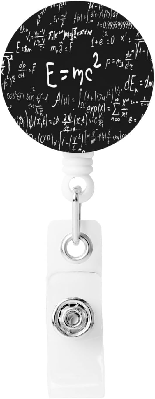 Maths Equations Badge Reels Retractable Badge Holder with Clip for Id Name Tag Office Worker Student Teacher Nurse Doctor