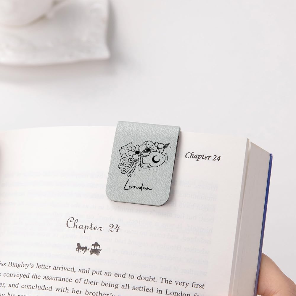 CALLIE Personalized Magnetic Bookmark Clip – Custom Name Reading Gifts for Book Lovers, Birthday Teacher's Day Christmas for Bookworm Gifts (Zodiac Sign)
