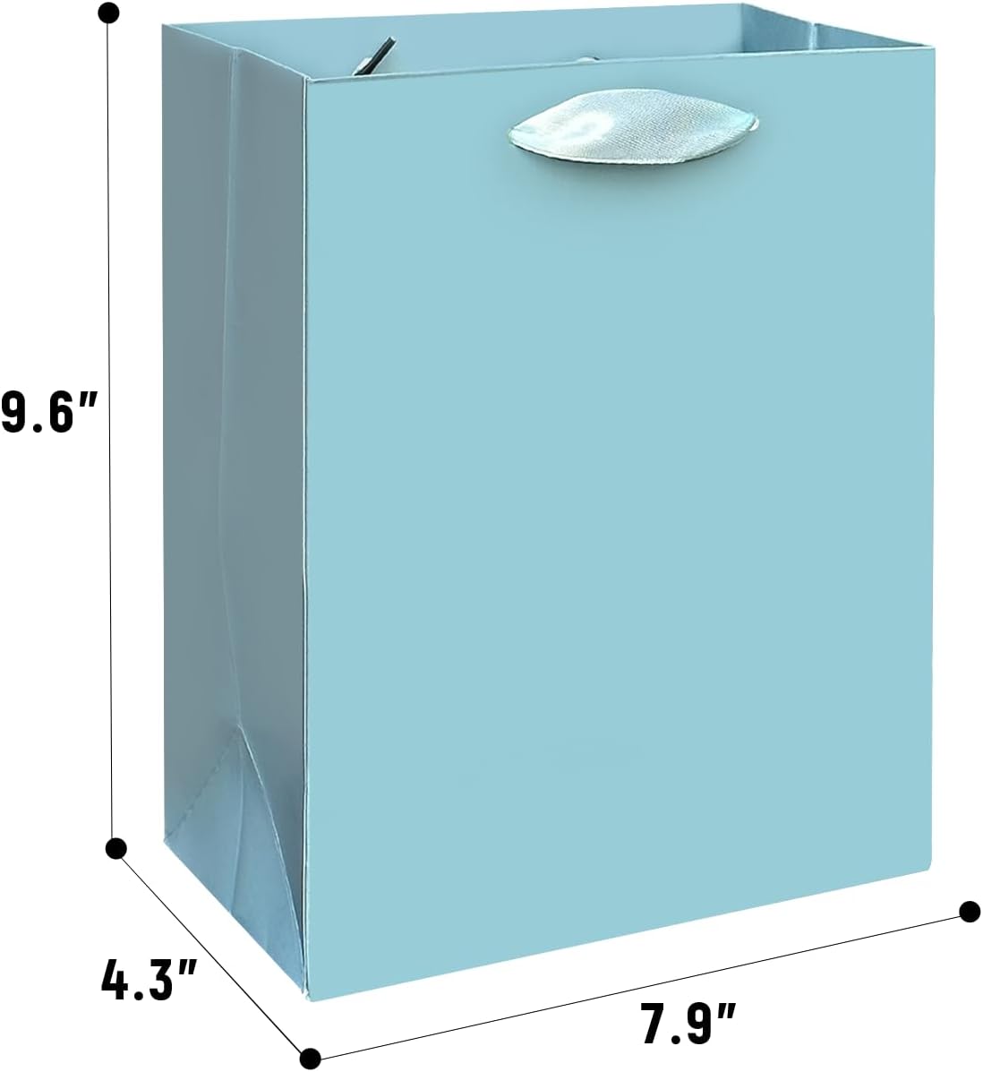 Gcardist Lake Blue Gift Bags with Tissue Paper for Wedding, Birthday, Party Supplies - Medium Size Cardboard Gift Bags (5pcs + 10pcs Tissue Paper)