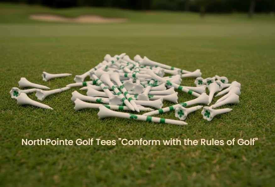 NorthPointe Golf Tees Plastic Combo Length Pack of 50 Includes (40 Count) 3 ¼” Plastic Golf Tees + (10 Count) 1½ Plastic ShortTees for Irons, Hybrids, Par Threes