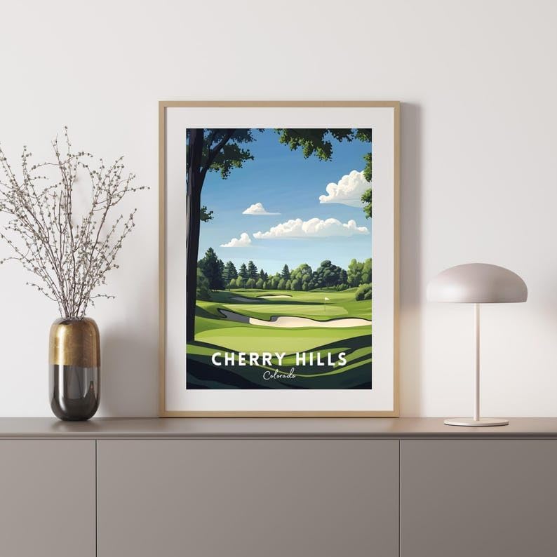 Nationcog Cherry Hills Golf Wall Art, Colorado Vintage Course Print for Living Room or Teen Bedroom, Scenic Sports Decor, Thoughtful Gift for Dad, Husband, or Golf Fans (Unframed) (11x14)