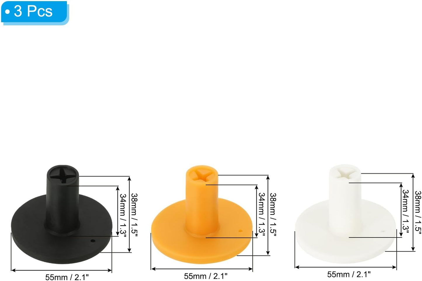 PATIKIL 1.5 Inch Rubber Golf Tee, 1 Set Tall Training Driving Range Tee Stable Ball Holder for Outdoor Indoor Hitting Mat, White, Black, Yellow