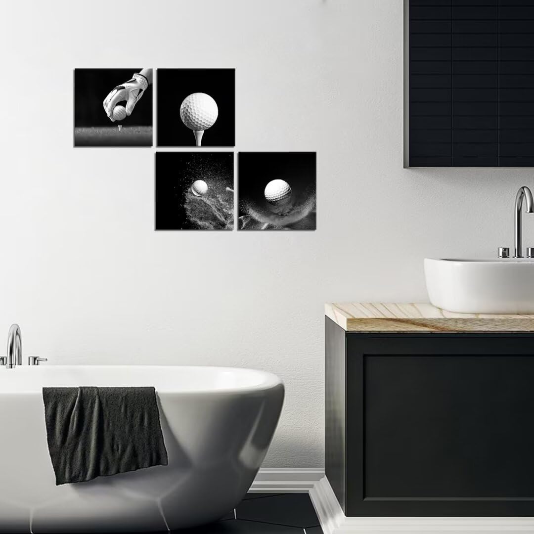Pankila Golf Ball Wall Art for Office Living Room Bedroom Golf Pictures Canvas Prints California Golf Wall Decor Home Decorations Painting Framed Artwork Ready to Hang (24''W x 24''H x 4)
