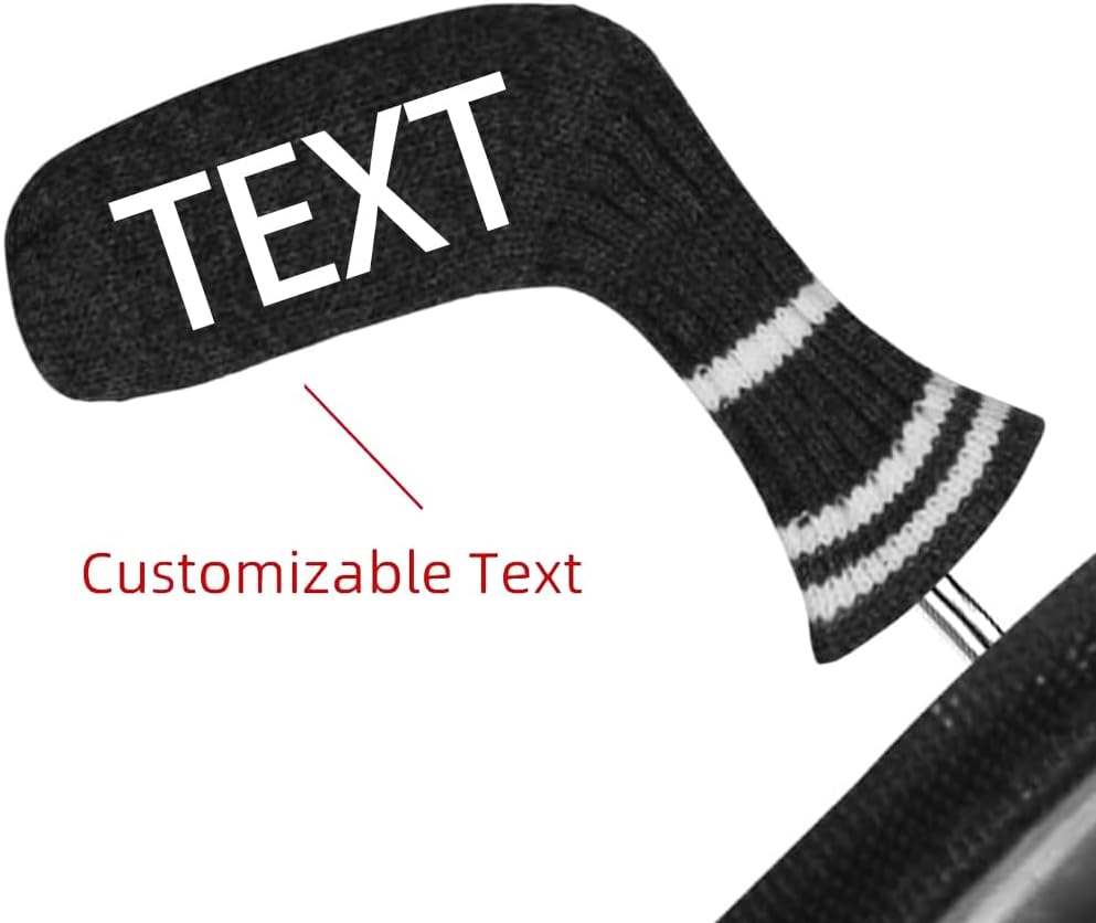 Scott Edward 1/7/10 Pcs Knitted Golf Club Head Covers for Irons Wedge Cuteness and Basically Socks Shape Washable Golf Club Head Protector on Classic Stripes Style，Double Sided Customization