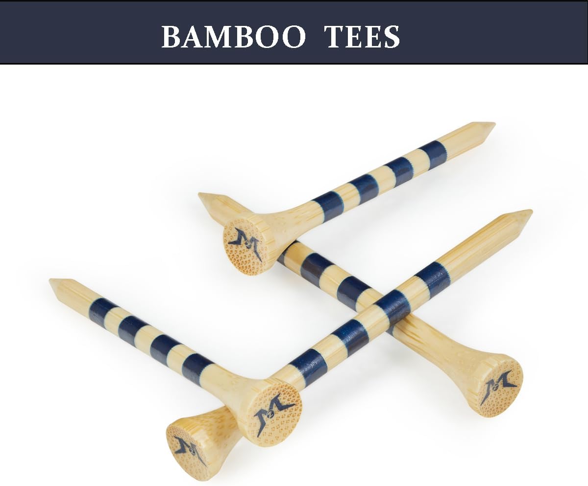 MAZEL Natural Wood/Bamboo Golf Tees 2 3/4 Inch & 3 1/4 Inch,Pack 50 or 120,Reduce Friction & Side Spin,More Stable Golf Tees