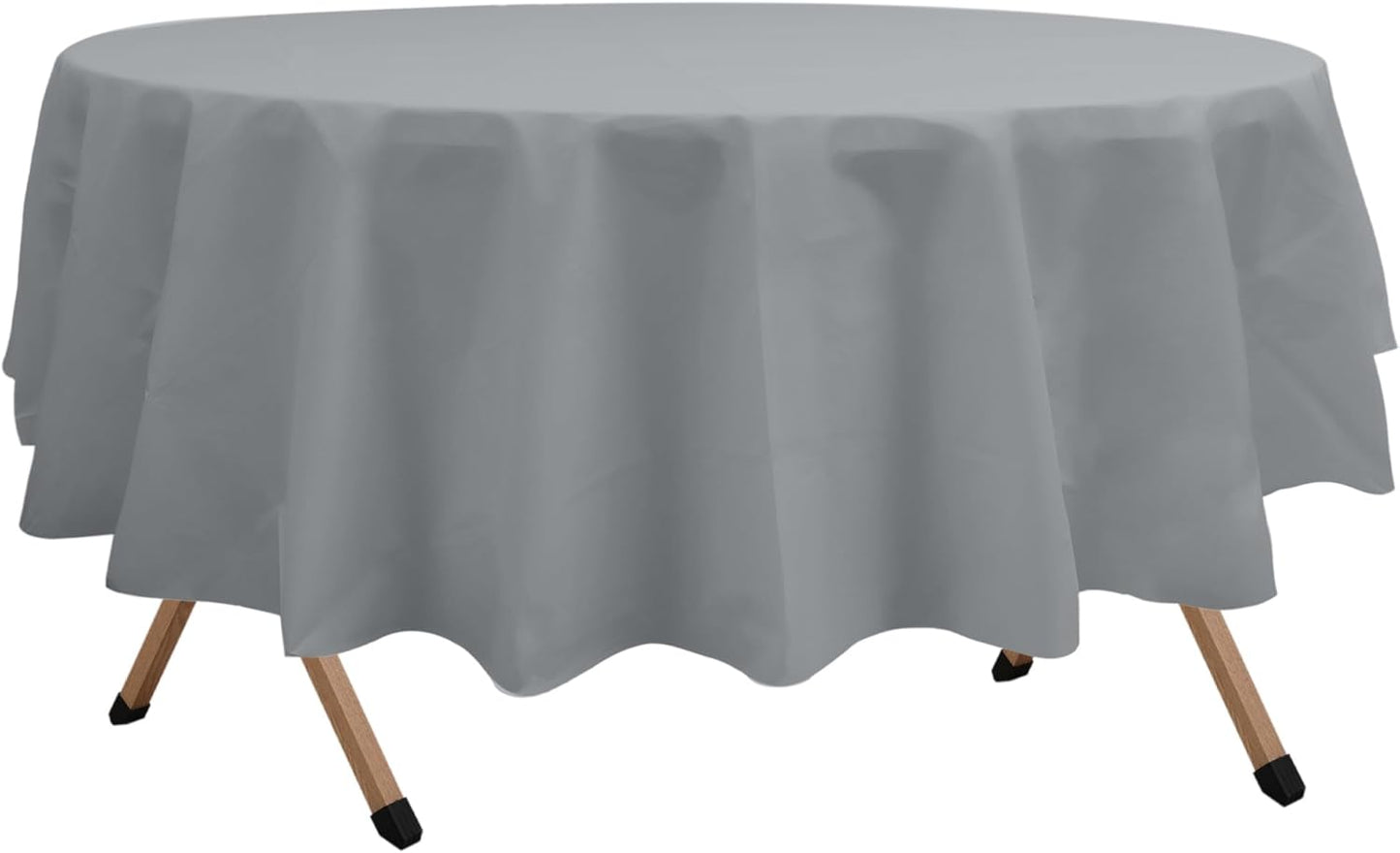 2 Pack Silver Premium Plastic Tablecloth Round 84 Inches Reusable Galaxy Silver Decorative Table Cover for Dining, Wedding, Party, Indoor and Outdoor use