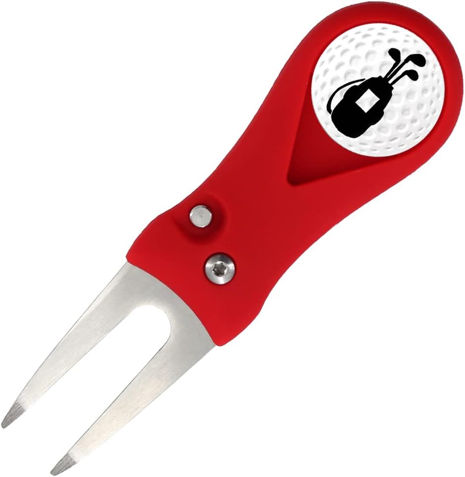 Myartte Golf Divot Repair Tool Switchblade Divot Tools with Golf Ball Marker Pop-up Buttom Zinc Alloy for Repairing The Golf Green