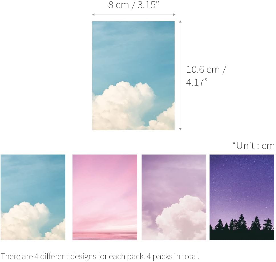 Monolike Memopad Feeling ver.2 design SET - 4 Packs, 4 Different Designs, 100 Sheets Per Pad, Total 400 Sheets, Note pads, Writing pads