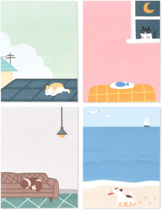 Monolike Memopad Playing Days design SET - 4 Packs, 4 Different Designs, 100 Sheets Per Pad, Total 400 Sheets, Note pads, Writing pads