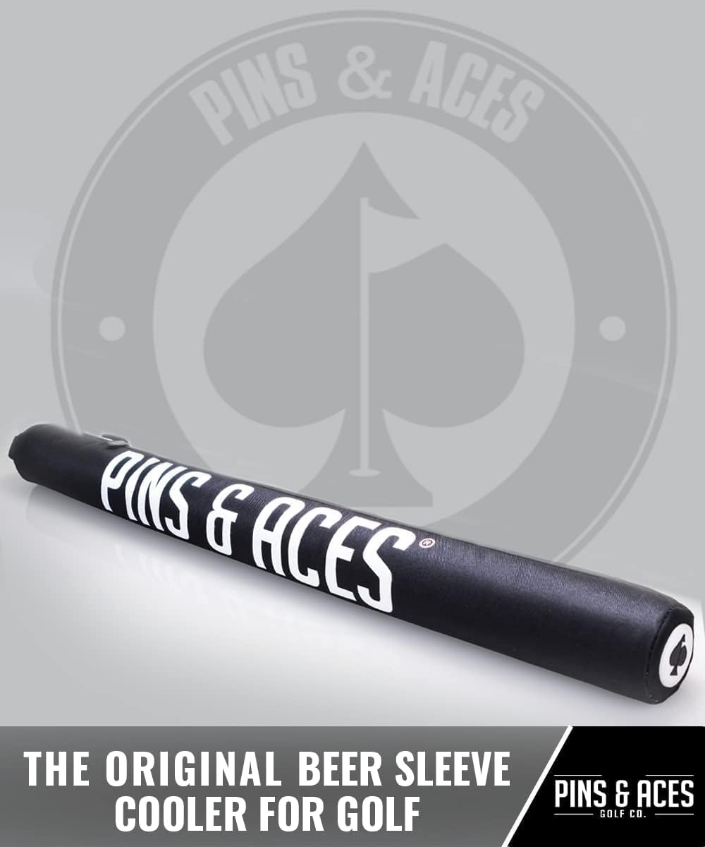 Pins & Aces Beer Sleeve 7-Can Insulated Cooler Sleeve - Stores Up to 7 Cans Discreetly in Your Golf Bag - Keeps Canned Beverages Cold On The Golf Course - Fits Most Golf Bags Styles & Types