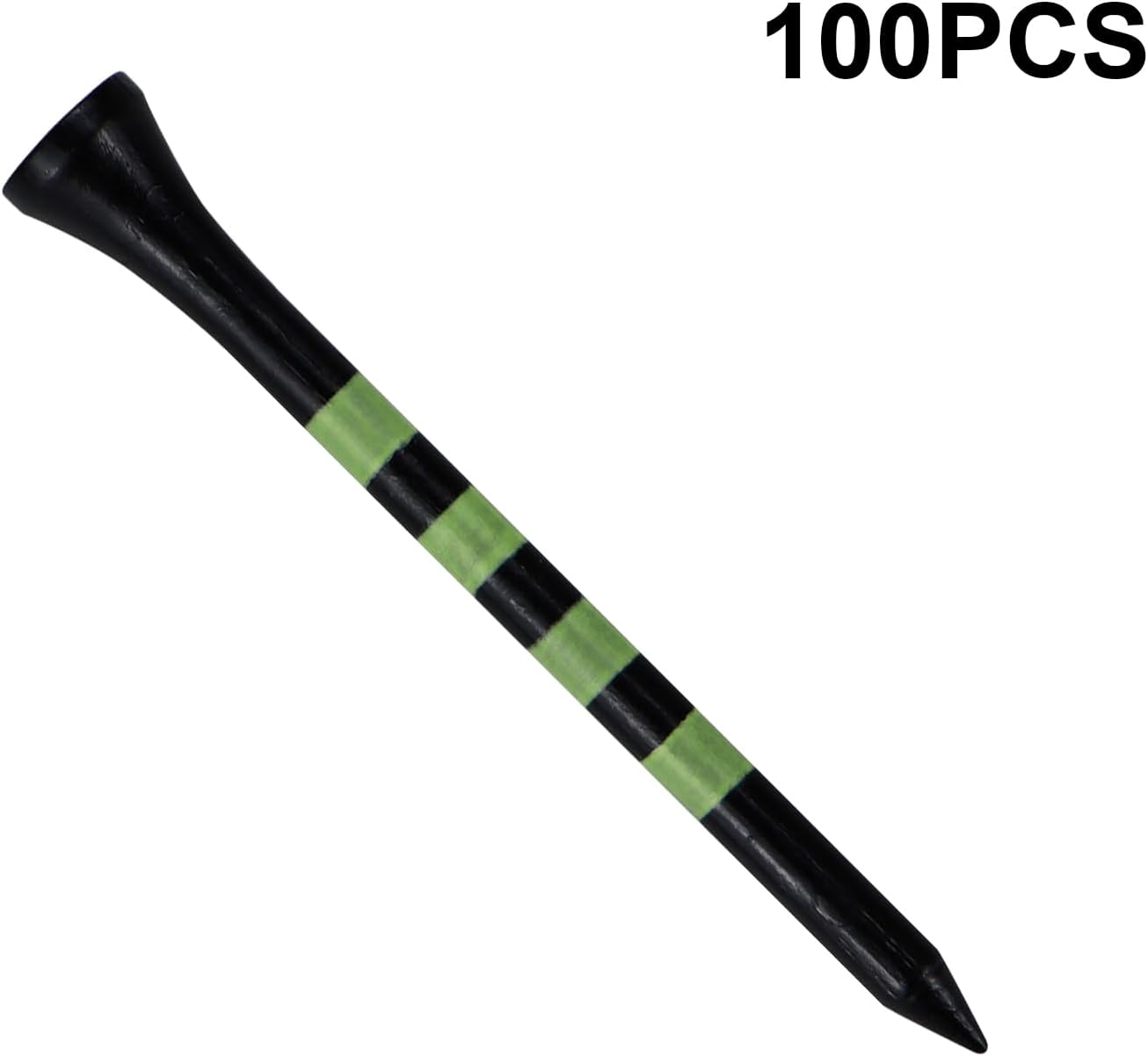 Wooden Golf Tees 3-1/4", 2-3/4", 2-1/8", 1-1/2" Available, 100 Count (Natural Color, White, Black, Blue, Red, Green, Yellow, Pink, Orange)