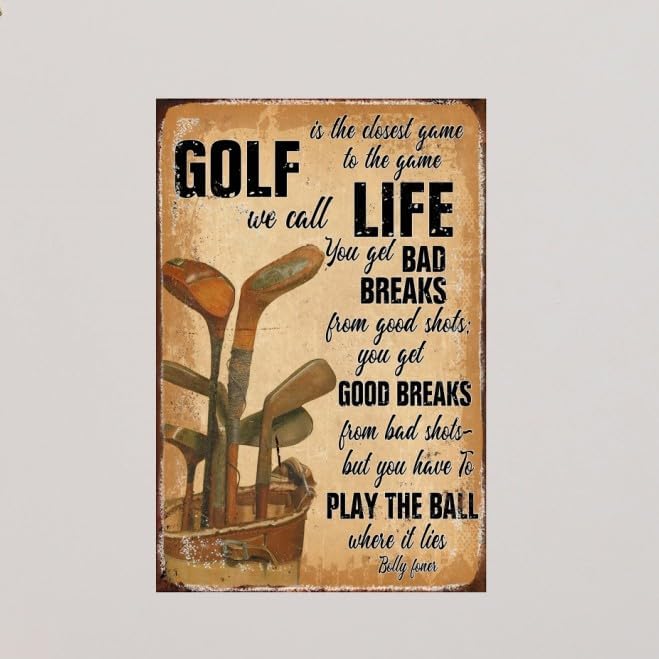 Golf Decor Signs Wall Art Golf Life Metal Tin Sign Vintage Golf Poster Golf Decoration For Home Man Cave Decor Golf Office Decoration Outdoor Indoor 8x12 Inch