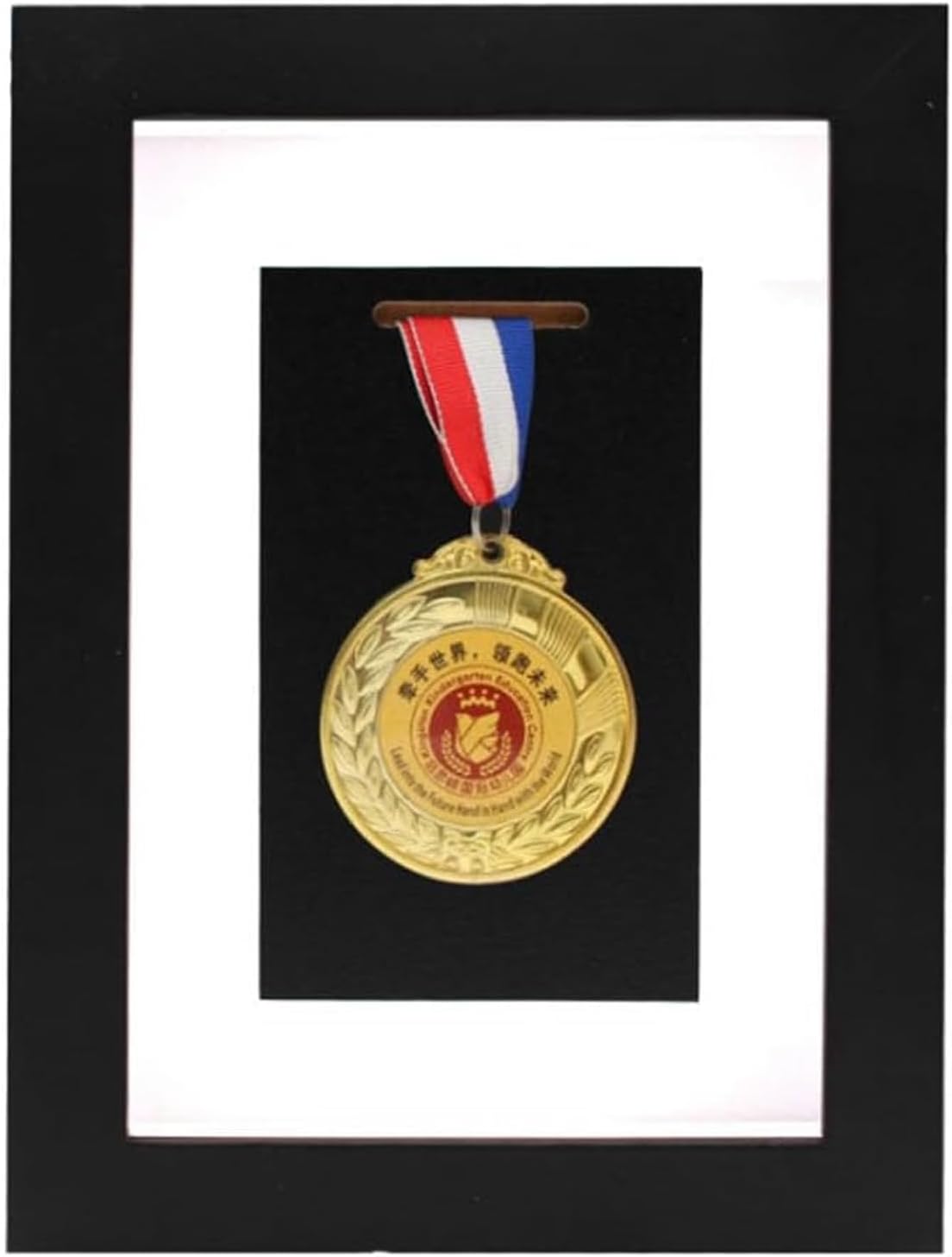 Medal Display Case- Wooden Medal Display Frame, 6" x 8" Photo Frame Medal Medal Display for Military Medal Display, Marathon, Swimming, Football, Case for Medals for Sports Medal Display(Black)