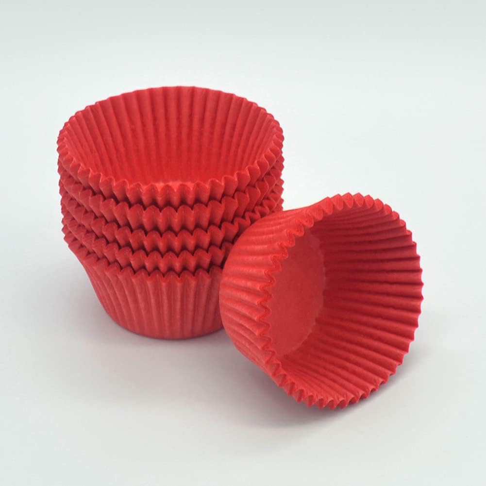 Red Cupcake Liners Greaseproof Paper Standard Baking Cups for Wedding Party and More, 150-Count