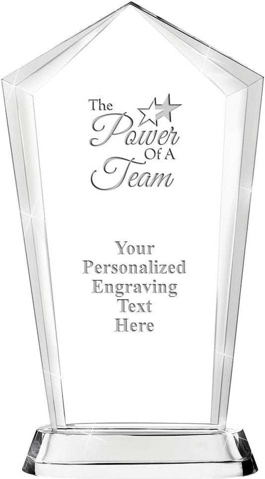 Crown Awards Customizable Crystal Trophy, 12.20" Engraved Skyscraper Crystal Award