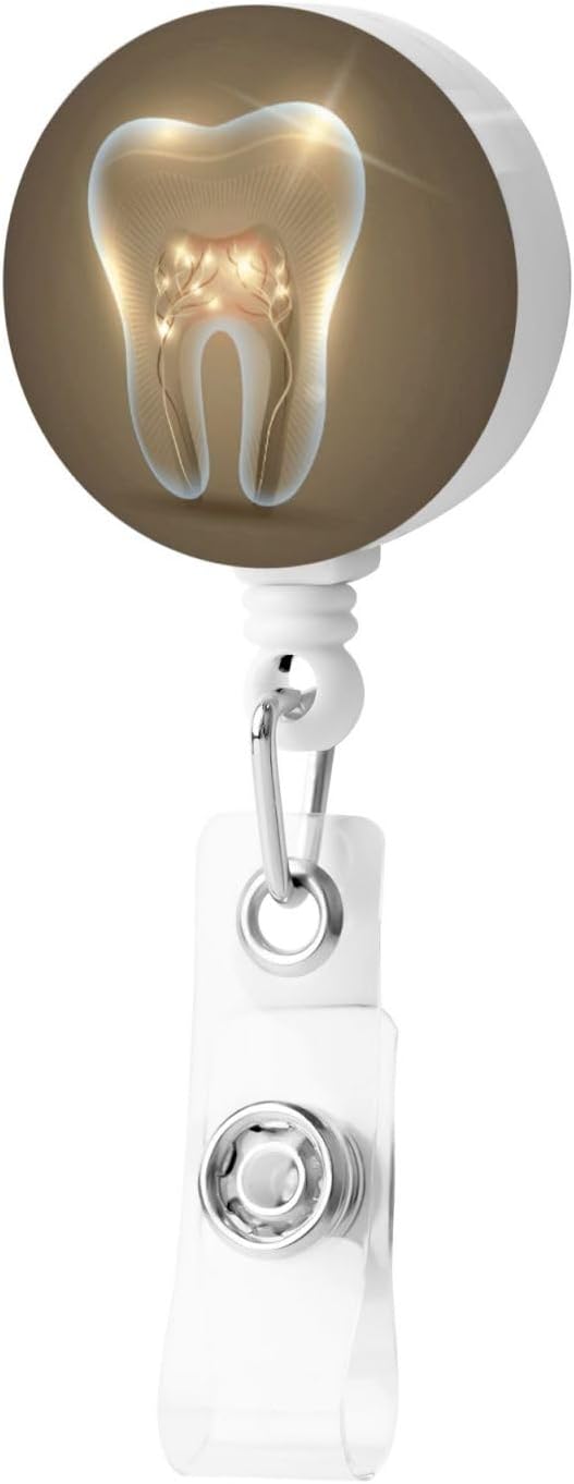 Tooth Dentistry Dental Dentist Badge Reels Retractable Badge Holder with Clip for Id Name Tag Office Worker Student Teacher Nurse Doctor