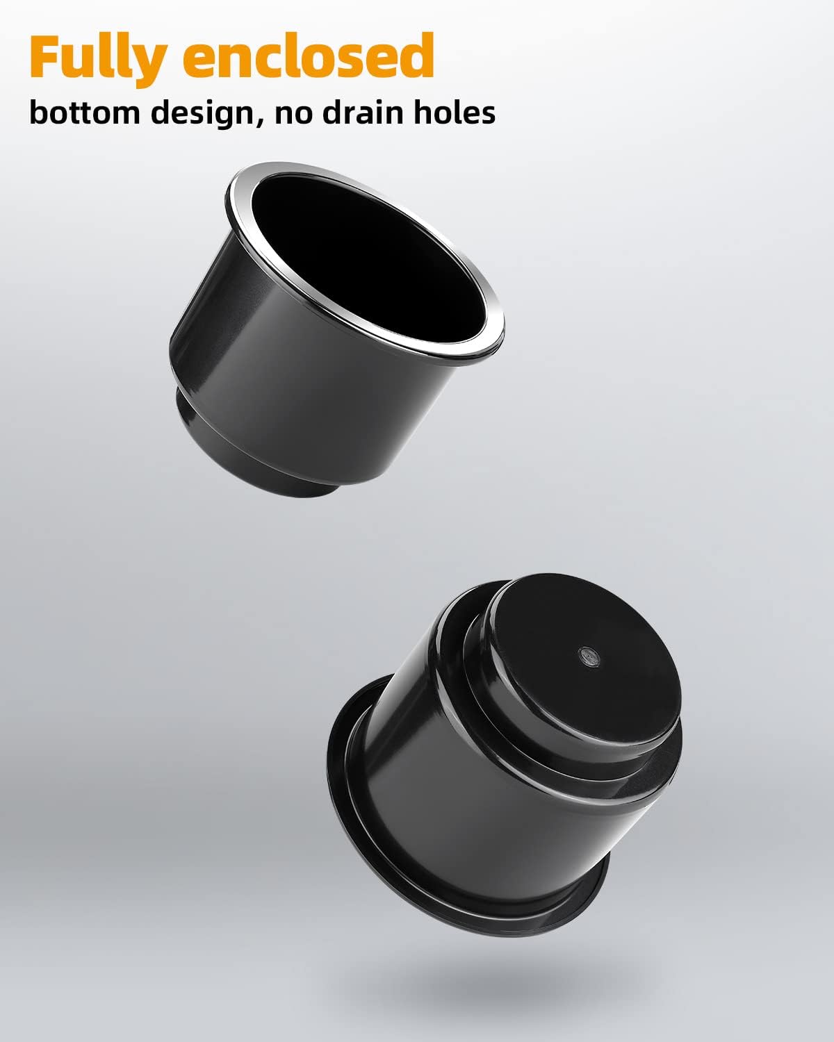 JoyTutus Cup Holder Insert 2pcs for RV Boat Car Couch Golf Cart, Elegant Chrome, Large Plastic Universal Drop in Cup Holder for Pontoon Table Sofa