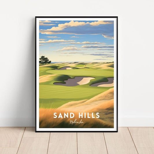 Nationcog Sand Hills Golf Wall Art, Nebraska Prairie Landscape Print for Office or Bedroom, Rustic Golf Decor for Men, Unique Gift for Dad, Husband, or Golf Enthusiasts (Unframed) (12x18)