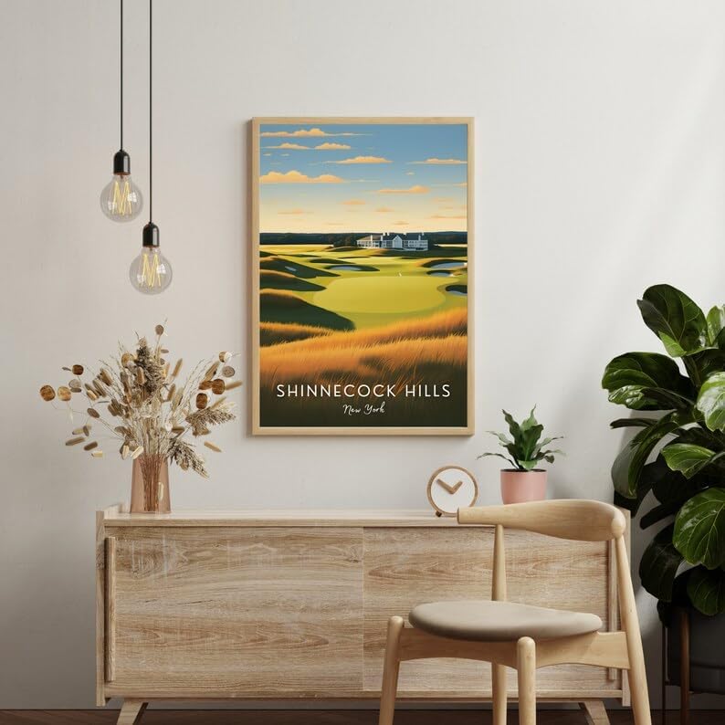 Nationcog Shinnecock Hills Golf Poster, Vintage New York Wall Art Print, Retro Golf Course Landscape Decor, Classic Artwork for Man Cave, Office or Home (Unframed) (24x36)