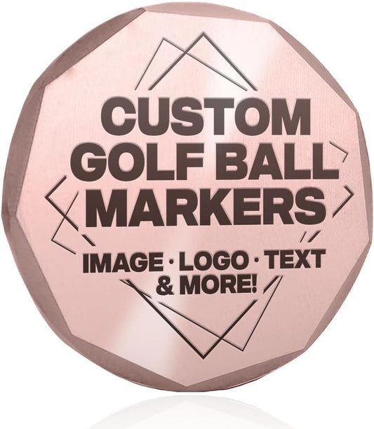 Genco Custom Laser Engraved Golf Ball Marker - Bevelled Milled Edge Golf Ball Markers - Fully Customizable with Custom Logos and Texts- Perfect Golf Accessories for Men