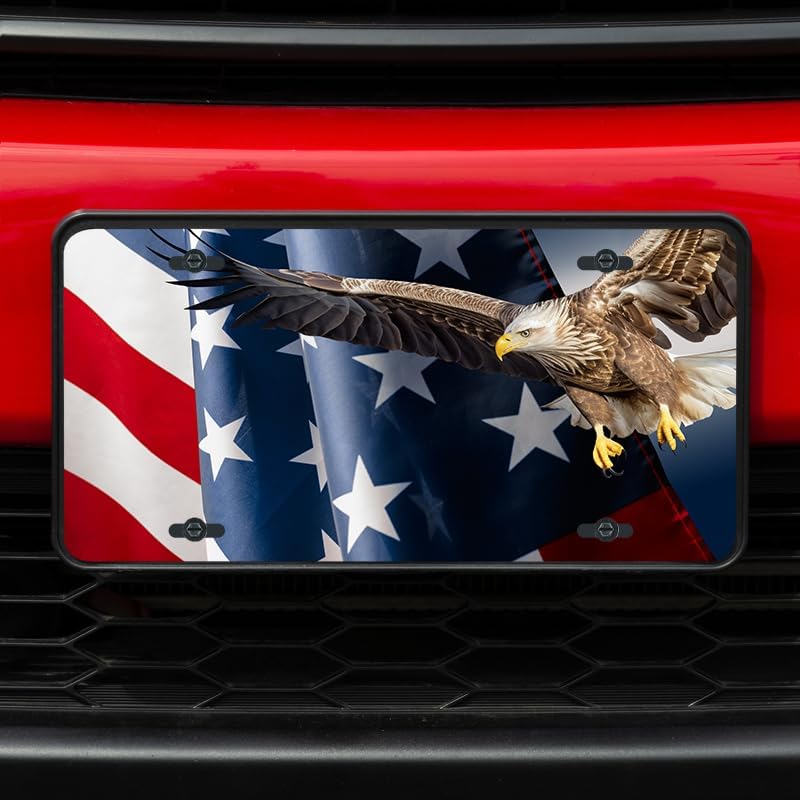 Unique Vanity License Plates | 16 Individual Designs | 3 Sizes (Automobile, Golf Cart, Motorcycle/Bike) | Made in U.S.A. | Custom Car Tags (Bald Eagle, Golf Cart (7" x 4"))