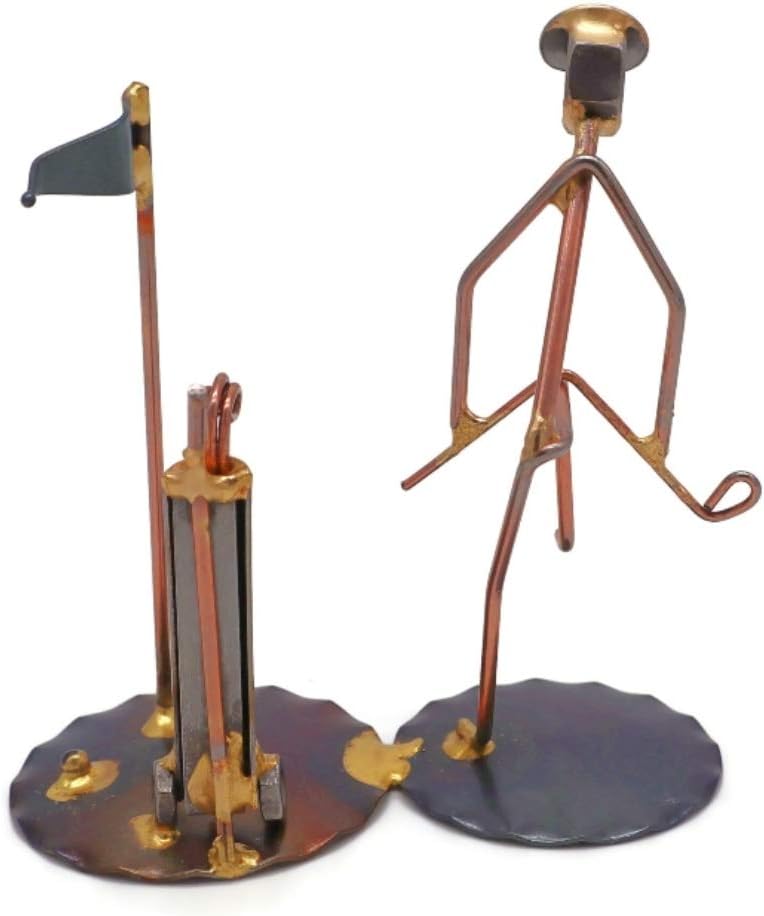 Golfer Breaking Clubs - with Golf Bag/Flag Collectible Handmade Metal Art Figurine, Desk Accessories, Trophy, Boss Gift, Office Décor, Business Professional, Golfing