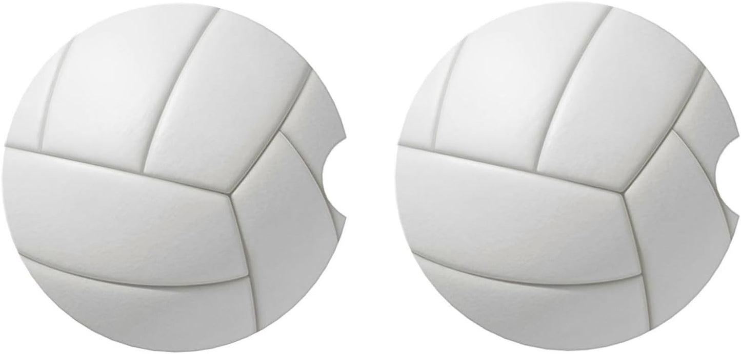 Car Cup Holder Coasters, Volleyball Car Coasters for Cup Holder Drinks, 2 Pack Ceramic Cute Auto Interior Accessories for Women Men