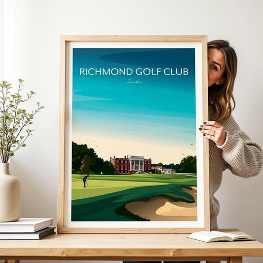 Richmond Golf Club Print - Sudbrook House - Richmond Park London, Richmond Golf Club Poster, London Golf Course Art, Vintage Golf Print, Classic Golf Club Illustration (Unframed) (12x18)