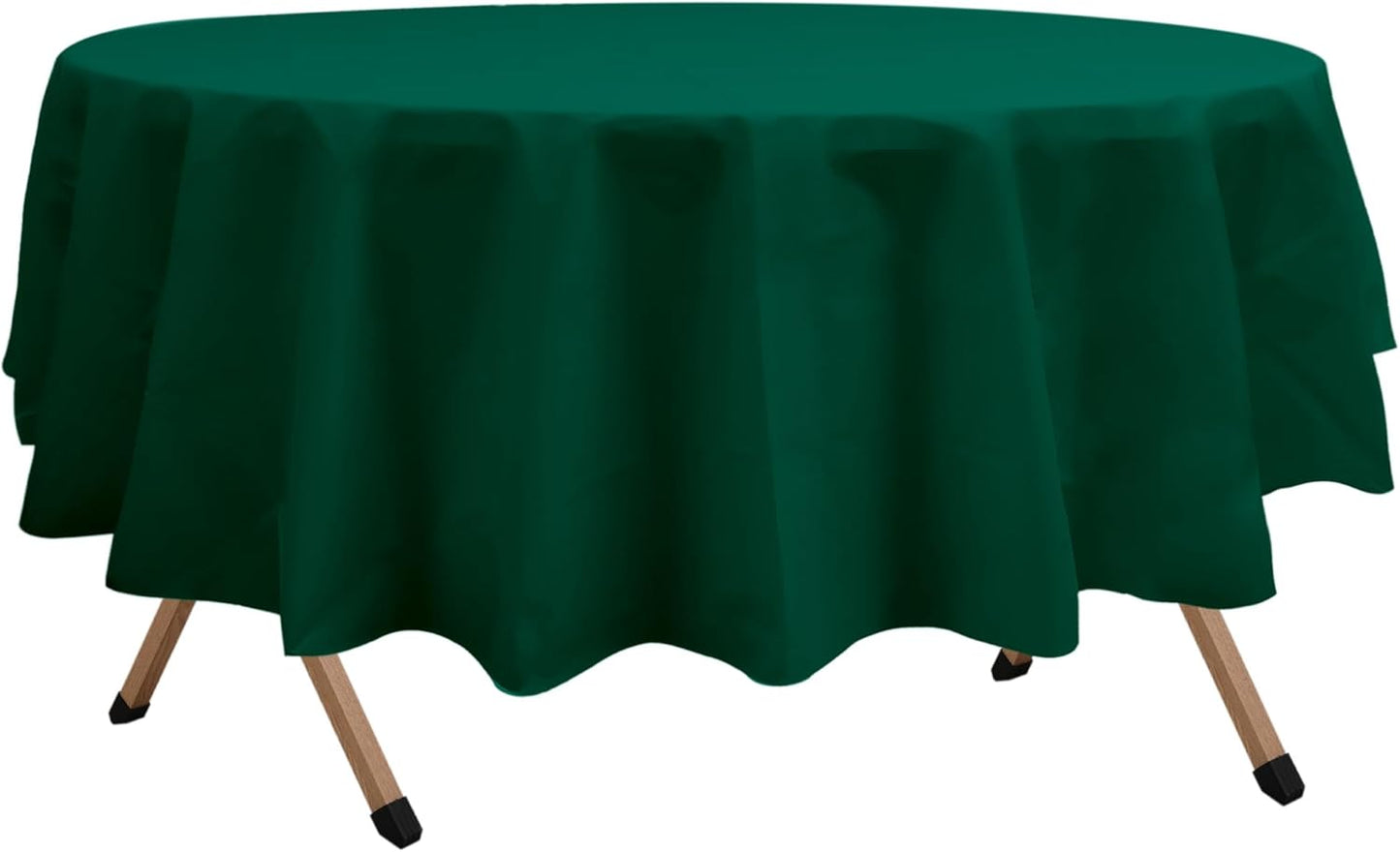 2 Pack Hunter Green Premium Plastic Tablecloth Round 84 Inches Reusable Forest Green Decorative Table Cover for Dining, Wedding, Party, Indoor and Outdoor use