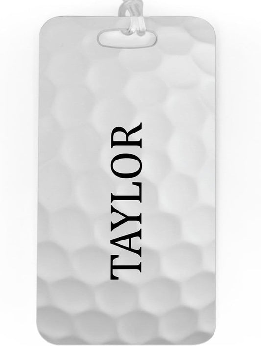 ChalkTalkSPORTS Golf Luggage & Bag Tag | Personalized Golf Ball Graphic | No Personalization on Back | Large