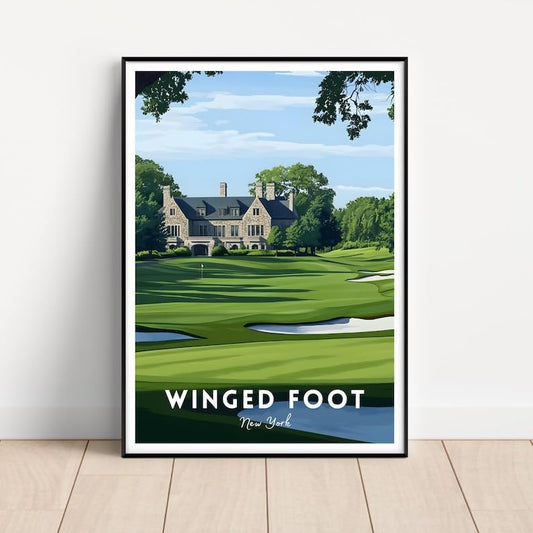 Nationcog Winged Foot Golf Wall Art Print, Classic New York Course Poster for Office or Home, Vintage Decor for Men, Thoughtful Gift for Dad or Husband, Timeless Golf Art (Unframed) (24x36)