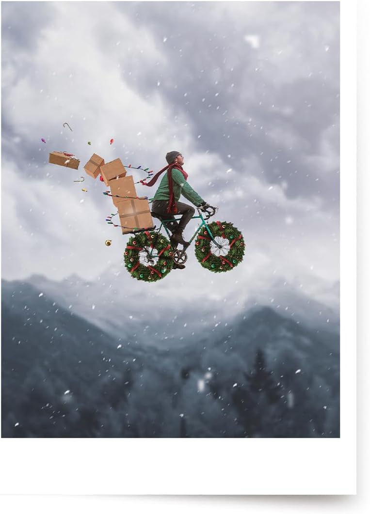 Photographic Christmas Cards, Have a Wheelie Good Holiday (6 Cards with White Envelopes)