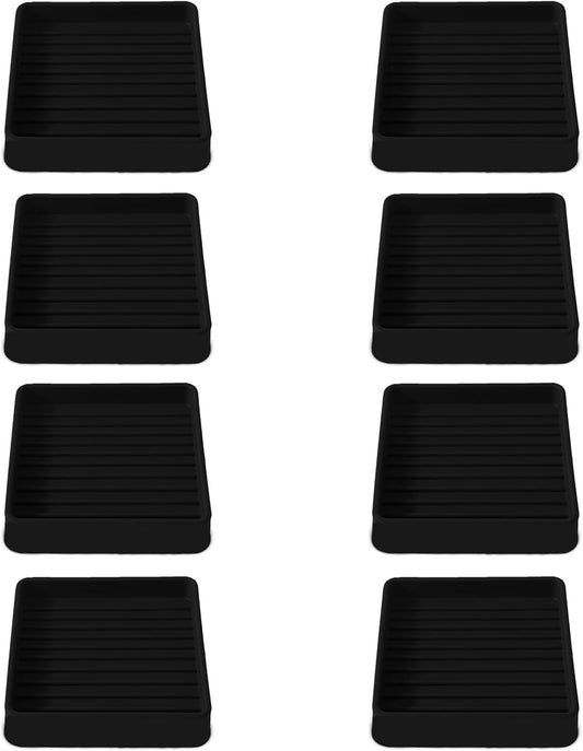 2.5x2.5 Square Rubber Furniture Caster Cups, Anti-Sliding Furniture Pads Bed Stopper Floor Protectors with Grip - Protect Any Flooring