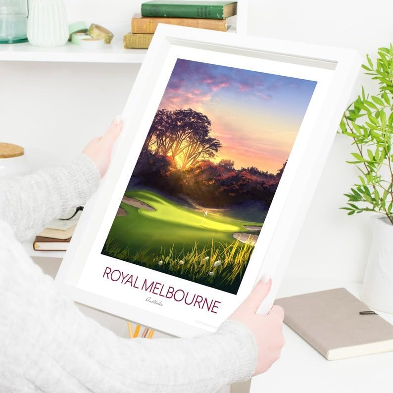 Royal Melbourne Golf Print - The West Course 5th Hole - Golf Course Australia, Royal Melbourne Golf Poster, Australia Golf Course Print, Sunset Golf Art, Nature Landscape Wall Decor (Unframed) (16x24)