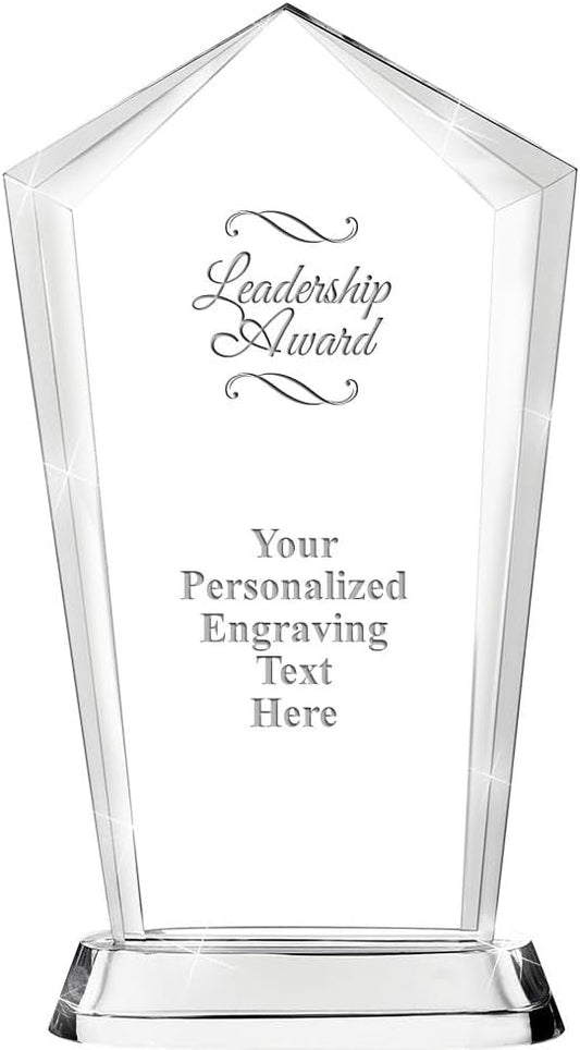 Crown Awards Customizable Crystal Trophy, 12.20" Engraved Skyscraper Crystal Award