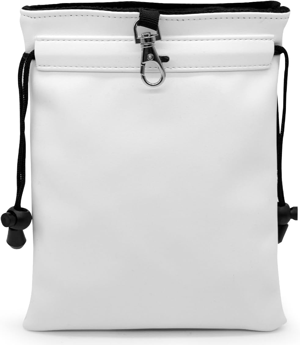 Funny Golf Valuables Bag with Drawstrings - Synthetic Leather Tee Pouch for Men, White Gifts for Golfer