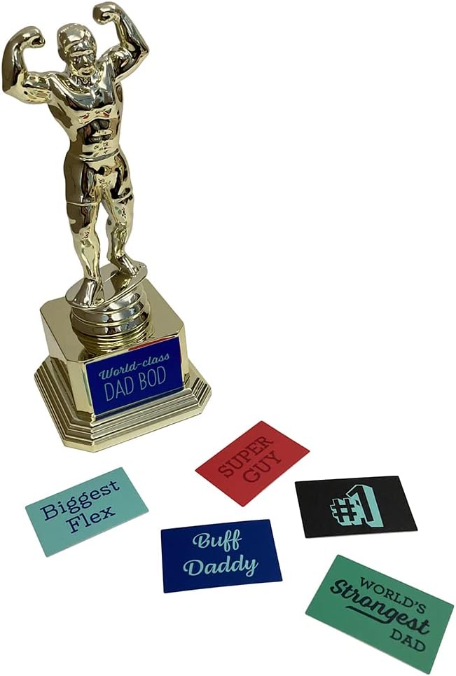 Customizable Dad BOD Trophy - Novelty Funny Humor Gift for Dad, Husband, Boyfriend on Birthday or Fathers Day - 8" H x 3.25" W, Award, Celebrations, Party, Reusable