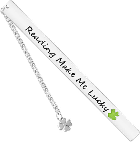 Teacher Appreciation Gifts, Cute Flower Metal Bookmarks for Book Lovers Students Friends Women Anniversary Christmas Birthday Graduation Valentine's Day (Reading Make Me Lucky)