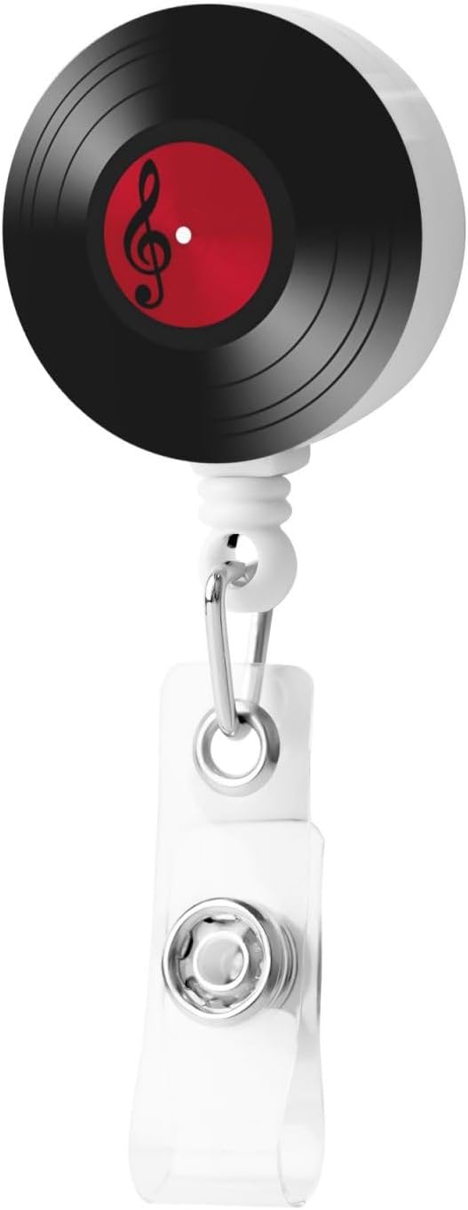 45 RPM Vinyl Records Badge Reels Retractable Badge Holder with Clip for Id Name Tag Office Worker Student Teacher Nurse Doctor