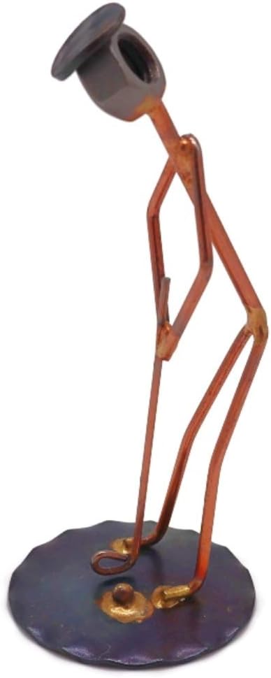 Golf Putt Man Collectible Handmade Metal Art Figurine, Desk Accessories, Trophy, Boss Gift, Office Décor, Business Professional, Golfing