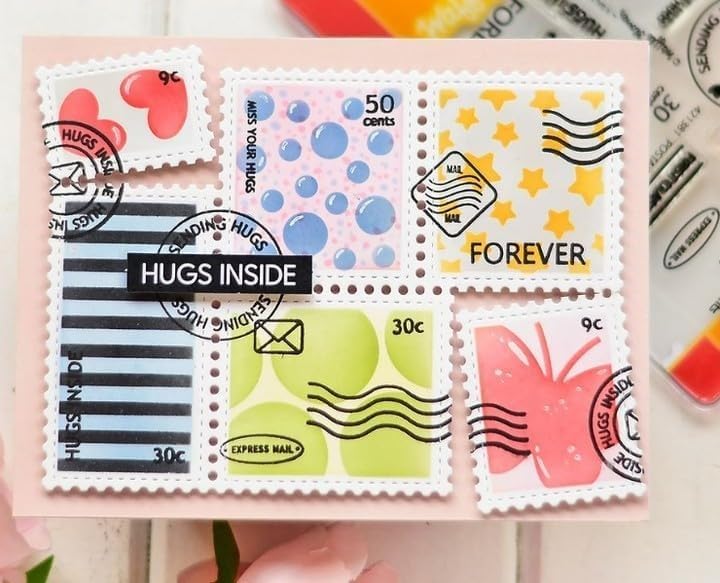 Lapoo Cutting Die for Scrapbooking, 3D Backgrounds Frame New Cutting Dies DIY Album Card Making Decor Paper Craft Metal Die Cuts Party Decorations (Postage Stamp 5.4 x 3.6 in)