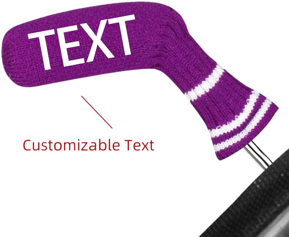 Scott Edward 1/7/10 Pcs Knitted Golf Club Head Covers for Irons Wedge Cuteness and Basically Socks Shape Washable Golf Club Head Protector on Classic Stripes Style，Double Sided Customization