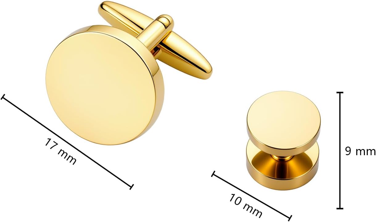 Cufflinks for Men and Tuxedo Shirt Studs Set with Gift Box Stainless Steel Cuff links