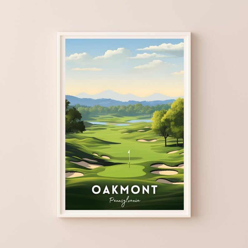 Oakmont Golf Course Poster, Vintage Pennsylvania Travel Wall Art Print, Retro Country Club Artwork, Classic Golf Decor Gift for Enthusiasts (Unframed) (9x11)