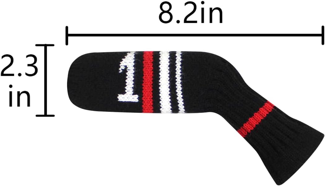 Scott Edward 1/7/10 Pcs Knitted Golf Club Head Covers for Irons Wedge Cuteness and Basically Socks Shape Washable Golf Club Head Protector on Red/Blue Warning Style