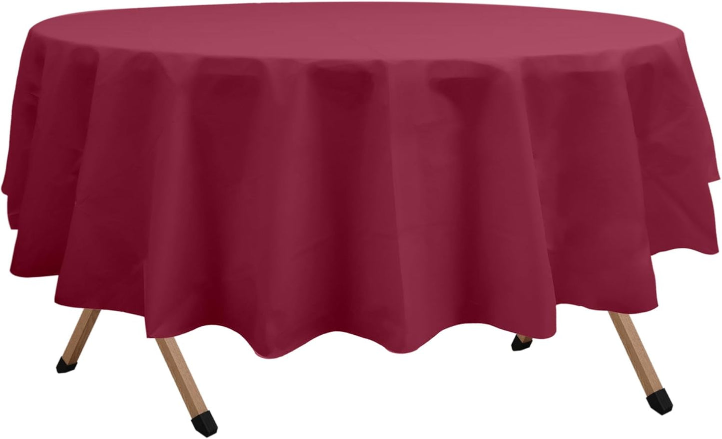 2 Pack Burgundy Premium Plastic Tablecloth Round 84 Inches Reusable Wine Red Decorative Table Cover for Dining, Wedding, Party, Indoor and Outdoor use