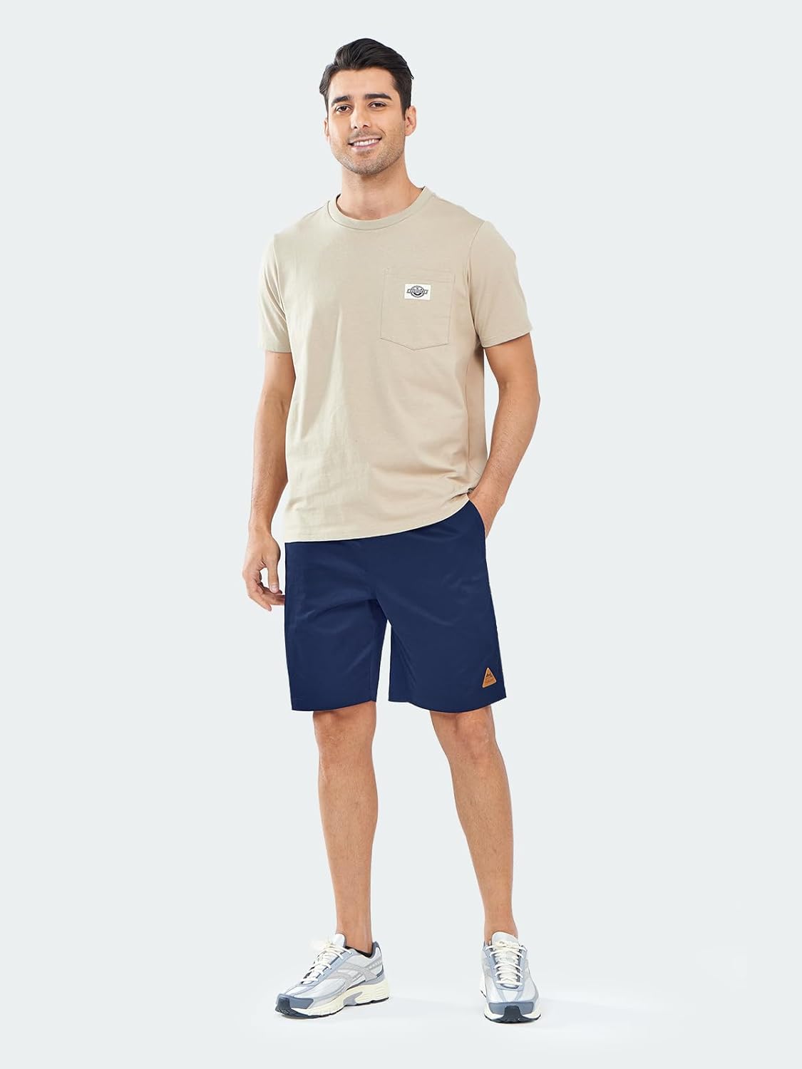 NORTHYARD Mens Casual Shorts-Cotton 9" Golf Hiking Drawstring Elastic Waist Work Shorts with Zipper Pockets