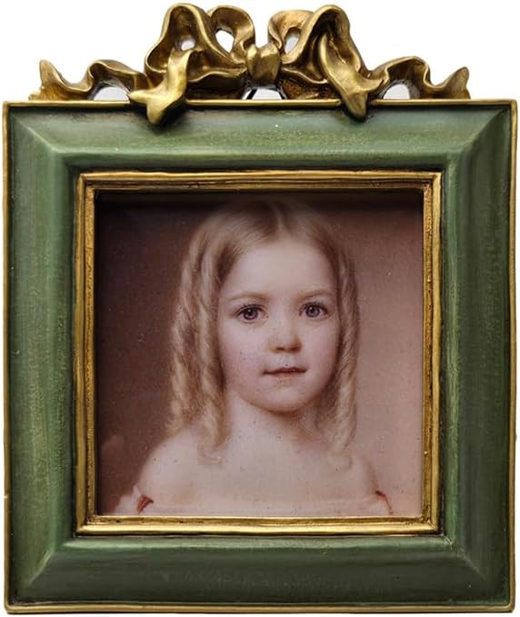 SYLVIA'S SHOP 3x3 Small Vintage Picture Frame, Mini Antique Ornate Square Photo Frame, for Tabletop and Wall Display, Retro Home Decor, Photo Gallery Art, Green